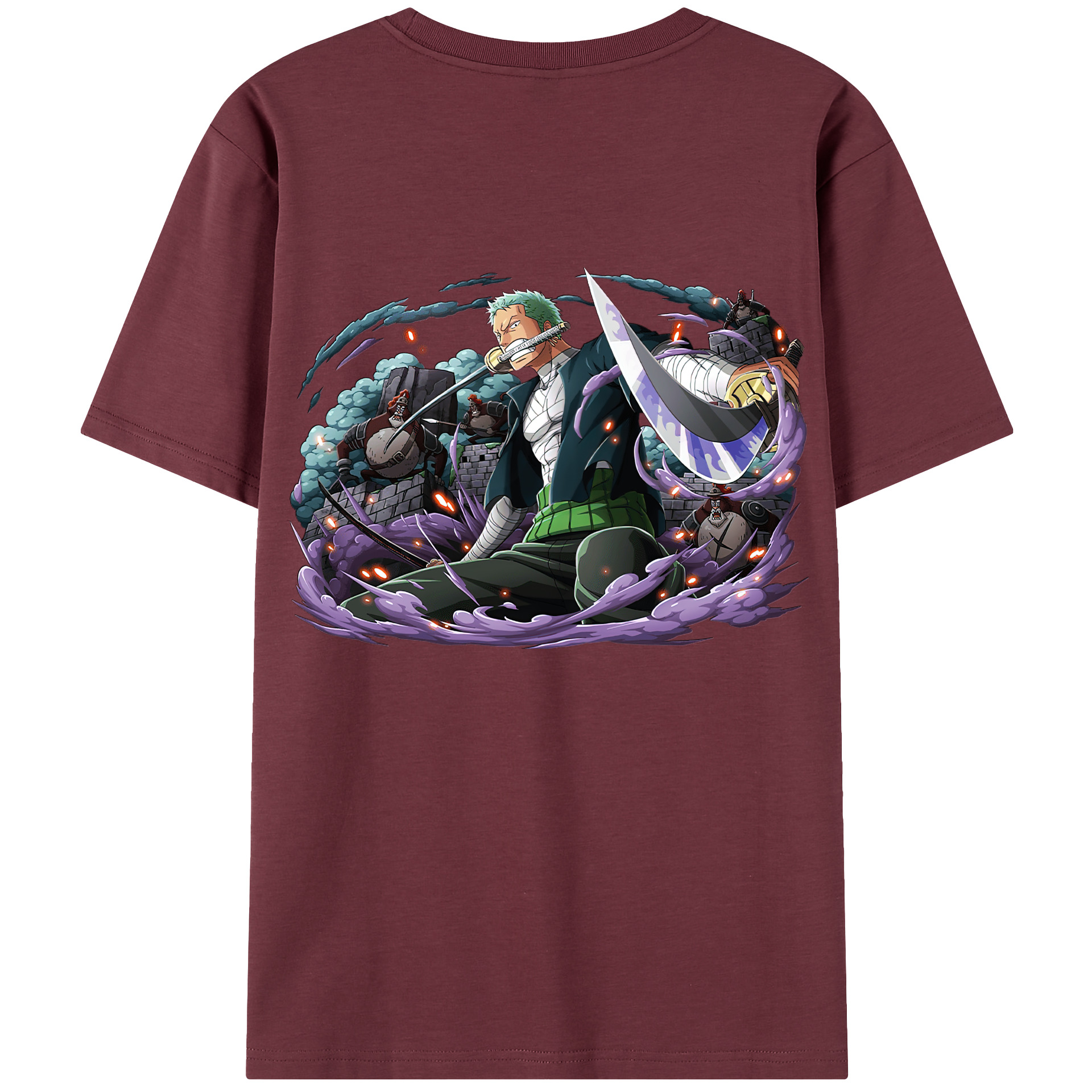 ワンピース ロロノア・ゾロ ONE PIECE Roronoa Zoro 綿100％半袖Tシャツ（背面プリント）